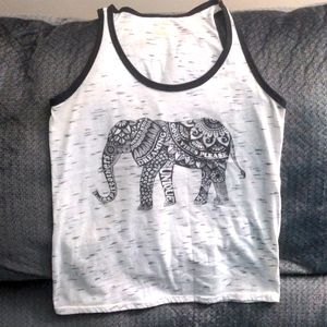 Black and white Good Vibes Elephant tank
